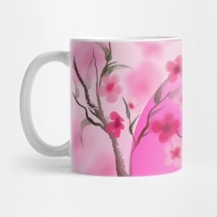 Deep pink sakura (cherry blossoms) sumi-e Mug